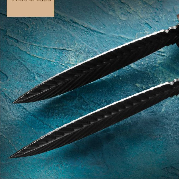 Damascus Steel Feather Pattern Knife